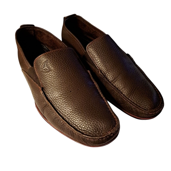 Men's Michael Toschi Brown Leather Driving Shoe Loafer. - Picture 2 of 8